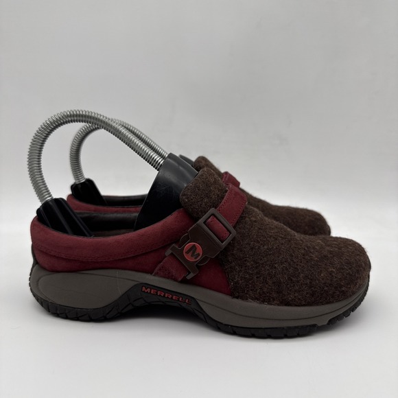 Merrell Shoes - Merrell Encore Groove Mule Clog Shoes Size 6 Womens Earth Burgundy Brown Slip On